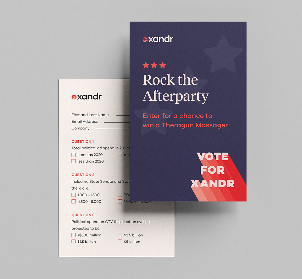 Vote for Xandr branded survey card.